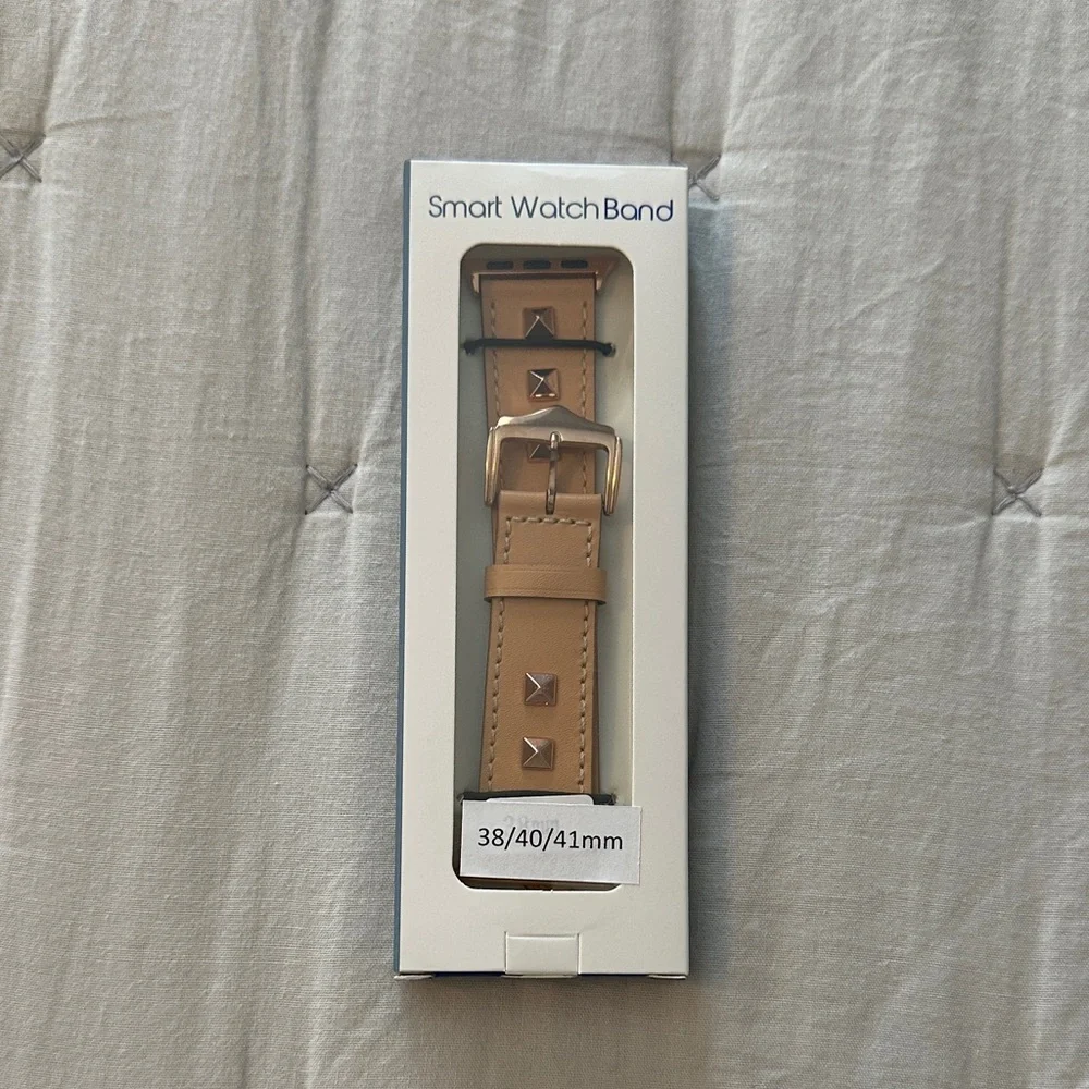 💙 5 for $20 - Tan Smart Watch Band with gold Buckle and accents